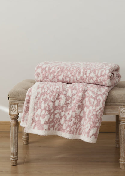 Amara Pink Leopard Microfiber Throw Blanket (51" x 63", Reversible) | Dusk & Bloom