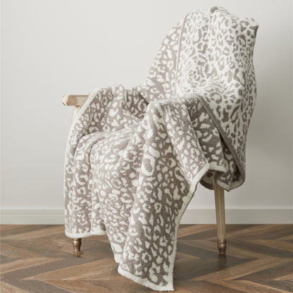 Amara Taupe Leopard Microfiber Throw Blanket (51" x 63", Reversible, Brown Gray) | Dusk & Bloom