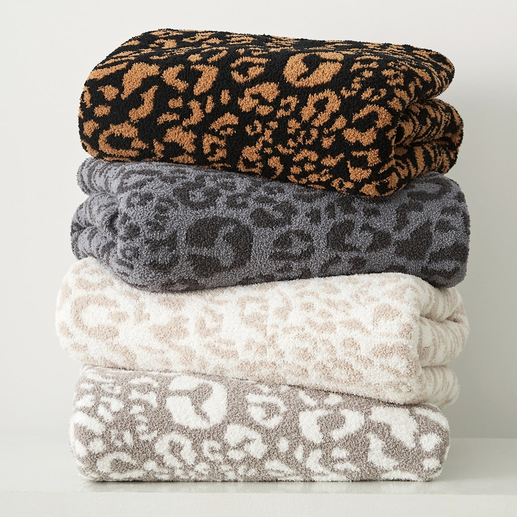 Amara Leopard Microfiber Throw Blankets (51" x 63", Reversible, Brown Gray) | Dusk & Bloom