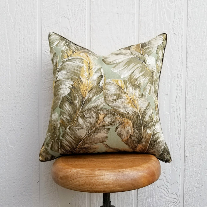 Cabana Sage Green Tropical Pillow Cover with Palm Leaf Pattern | Dusk & Bloom