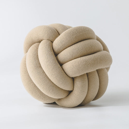 Cici Beige Knot Pillow (12", Handmade) | Dusk & Bloom