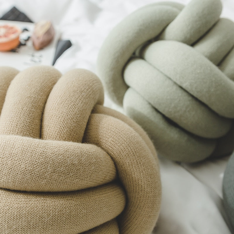 Cici Beige Knot Pillow (12", Handmade) | Dusk & Bloom