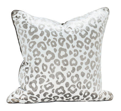 Lucy Taupe Velvet Leopard Pillow Cover (Brown Gray) | Dusk & Bloom