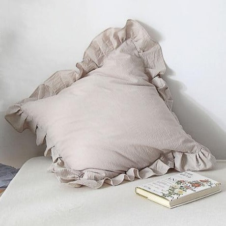 Sarah Light Taupe Ruffle Pillow Cover (Brown Gray) | Dusk & Bloom