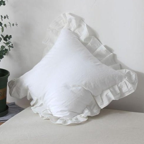 Sarah Bright White Ruffle Pillow Cover | Dusk & Bloom