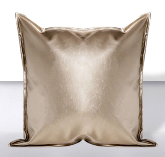 Tanner Champagne Faux Leather Pillow Cover (Metallic) | Dusk & Bloom